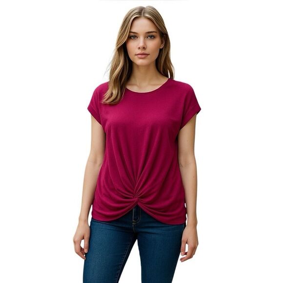 Anthropologie Sunday in Brooklyn Magenta Twist Front Sleeveless Top - Picture 1 of 6